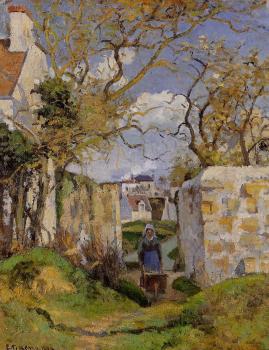 卡米耶 畢沙羅 Peasant Pushing a Wheelbarrow, Maison Rondest, Pontoise 卡米耶 畢沙羅 Peasant Pushing a Wheelbarrow, Maison Rondest, Pontoise